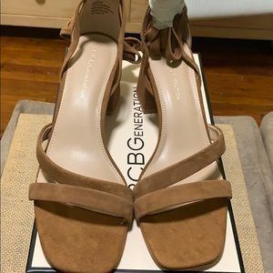 BCBG Brown Strappy Size 8 Suede Sandals
